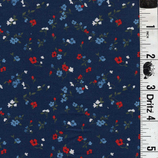 5-Yard Continuous Fabric Cuts Patriotic Floral on Navy – Endless Possibilities!