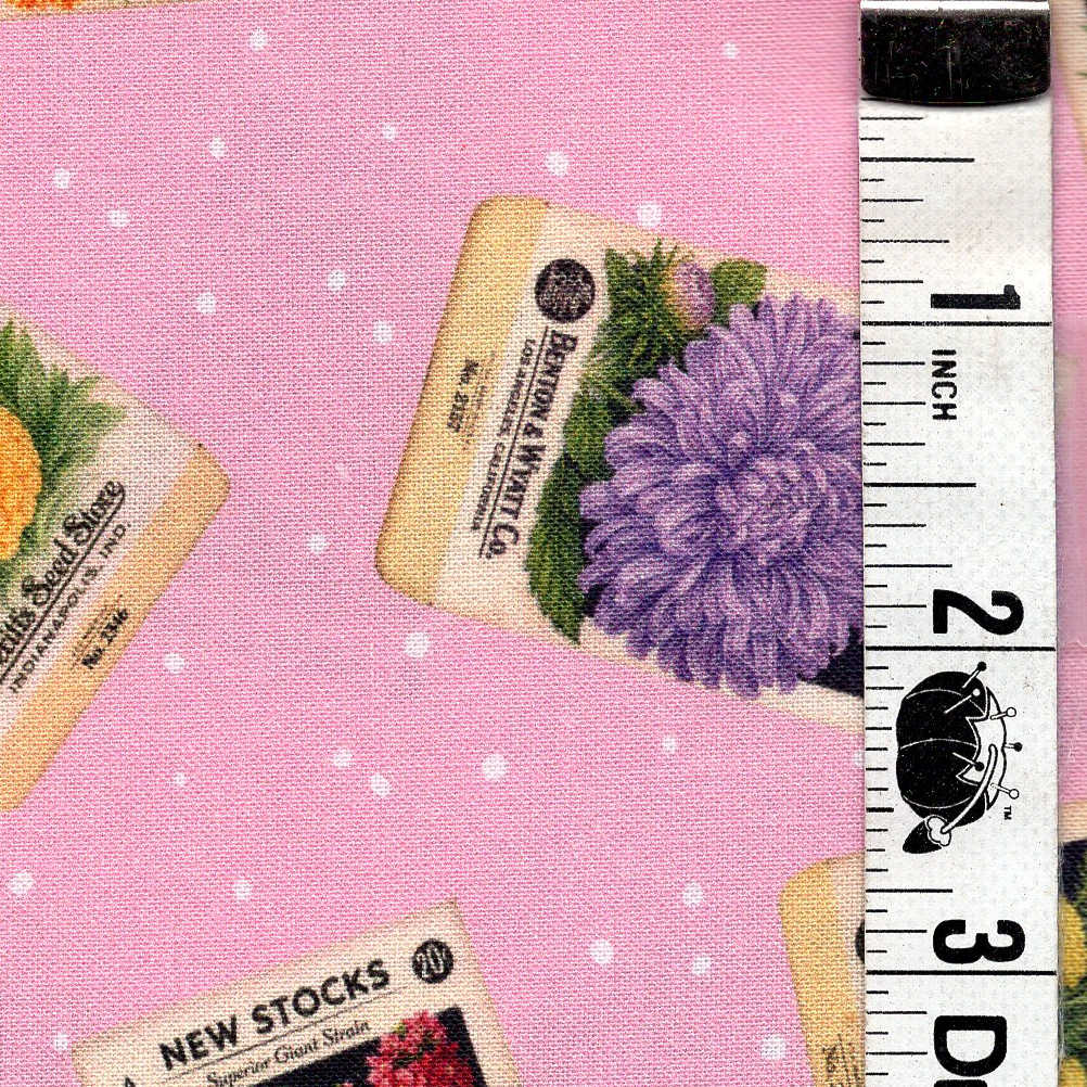 5-Yard Continuous Fabric Cuts Flower Gardening Seeds on Pink – Endless Possibilities!