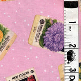 5-Yard Continuous Fabric Cuts Flower Gardening Seeds on Pink – Endless Possibilities!