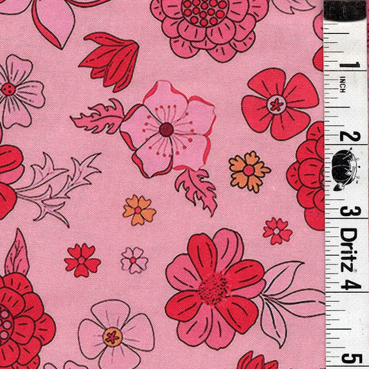 5-Yard Continuous Fabric Cuts Flowers on Pink– Endless Possibilities!
