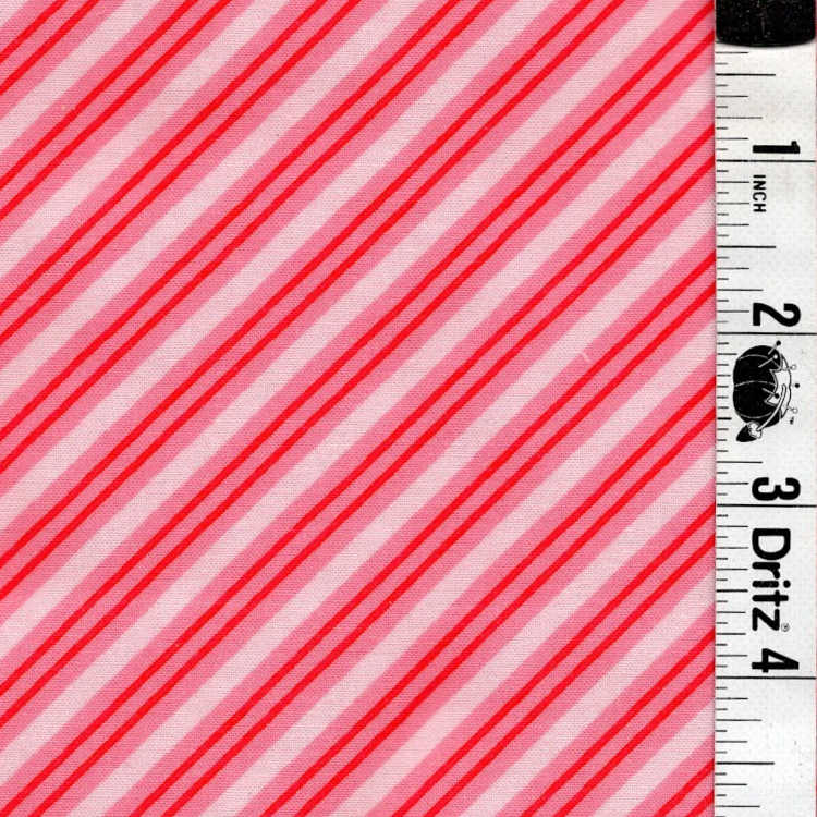END OF BOLT 871 Pink Red Stripes Background 100% cotton quilting fabric