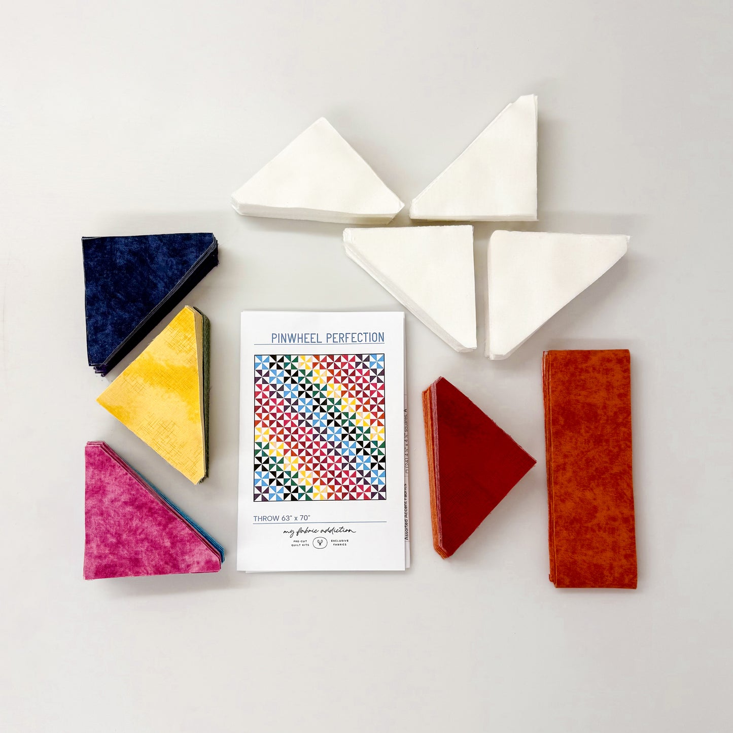 Pinwheel Perfection Rainbow Bright  Sew-Ready Quilt Kit Featuring Gorgeous Riley Blake Shabby Basics Line