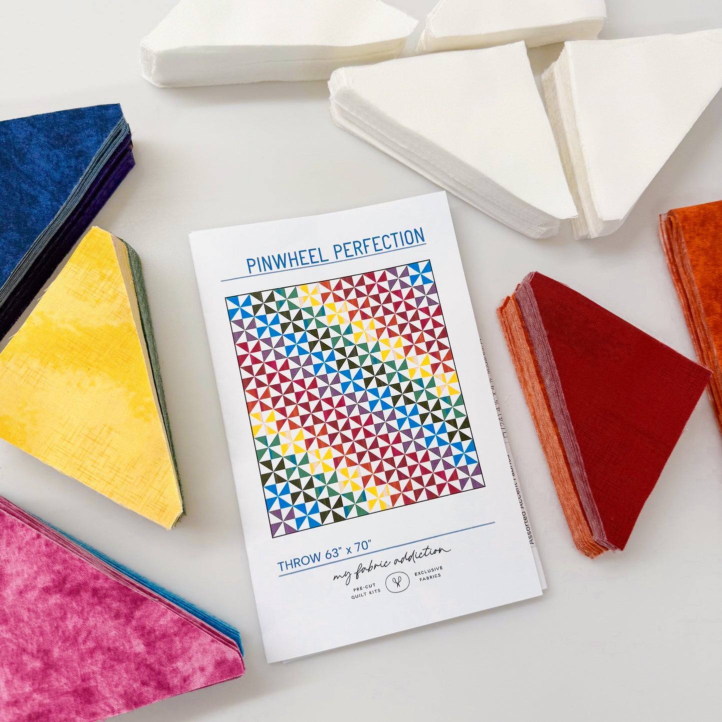 Pinwheel Perfection Rainbow Bright  Sew-Ready Quilt Kit Featuring Gorgeous Riley Blake Shabby Basics Line