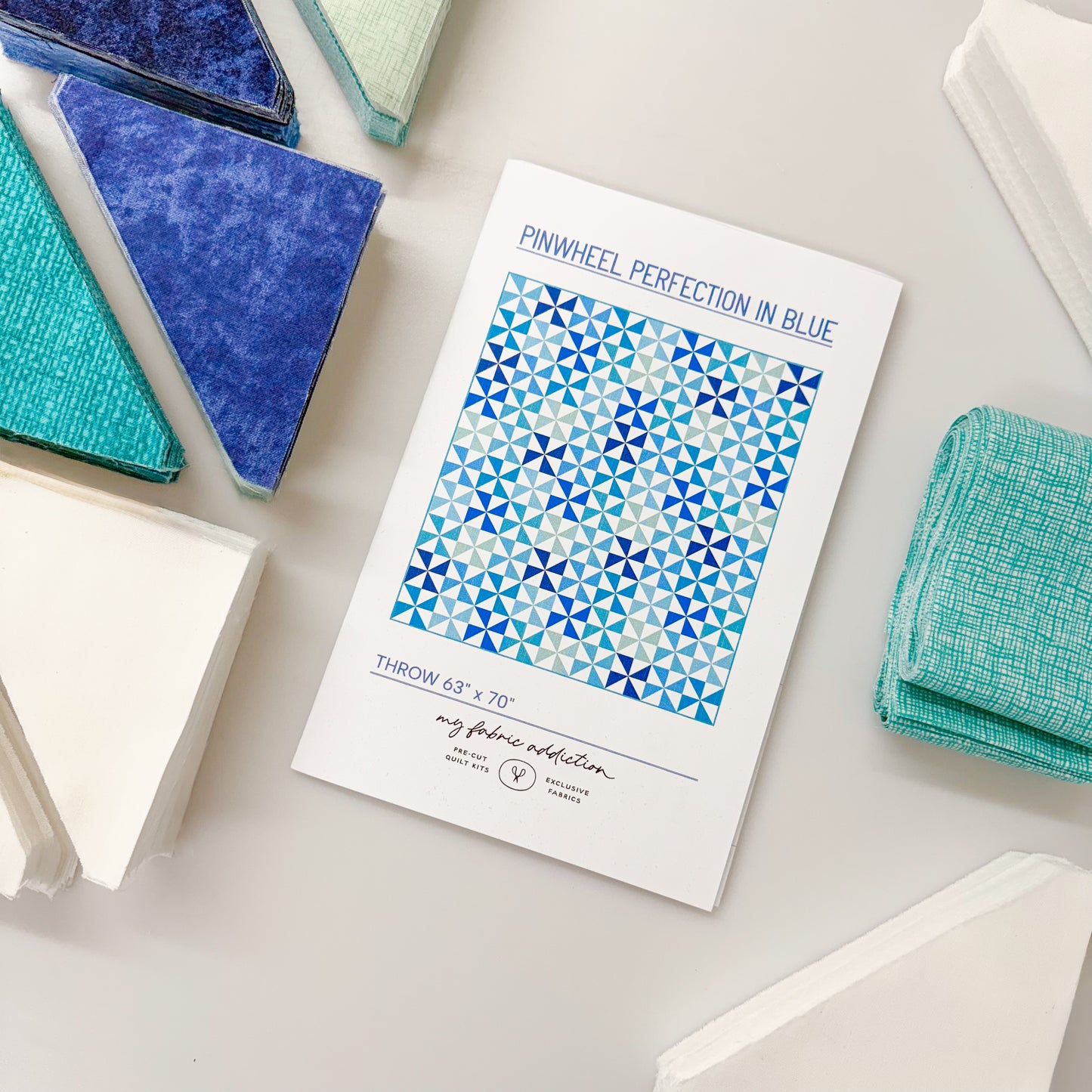 Pinwheel Perfection Blues  Sew-Ready Quilt Kit Featuring Gorgeous Riley Blake Shabby Basics Line