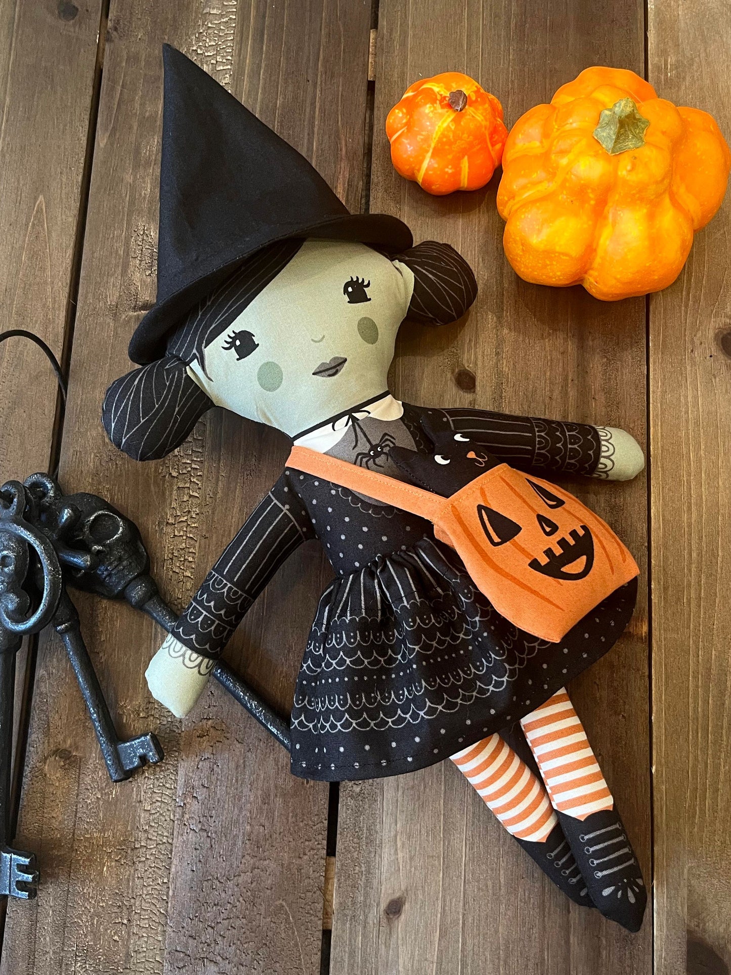 Home Sweet Haunt Panel Multi 20921 11 Moda Stacy Iest Hsu for Moda - Cut & Sew Doll Panel - Witch doll Halloween