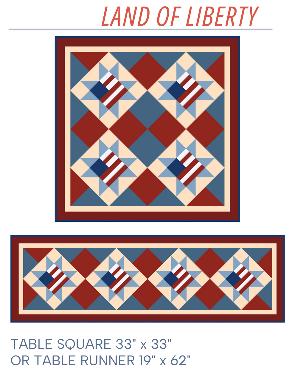 Land of Liberty Digital Table Runner/Square Pattern – My Fabric Addiction