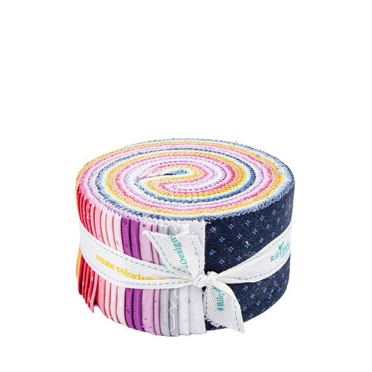 Essence Rolie Polie 40 piece 2.5-inch Strips Jelly Roll Riley Blake Designs Essence Rolie Polie 40 piece 2.5-inch Strips Jelly Roll Riley Blake Designs RP-16460-40 quilt fabric by Fran Gulick&nbsp;