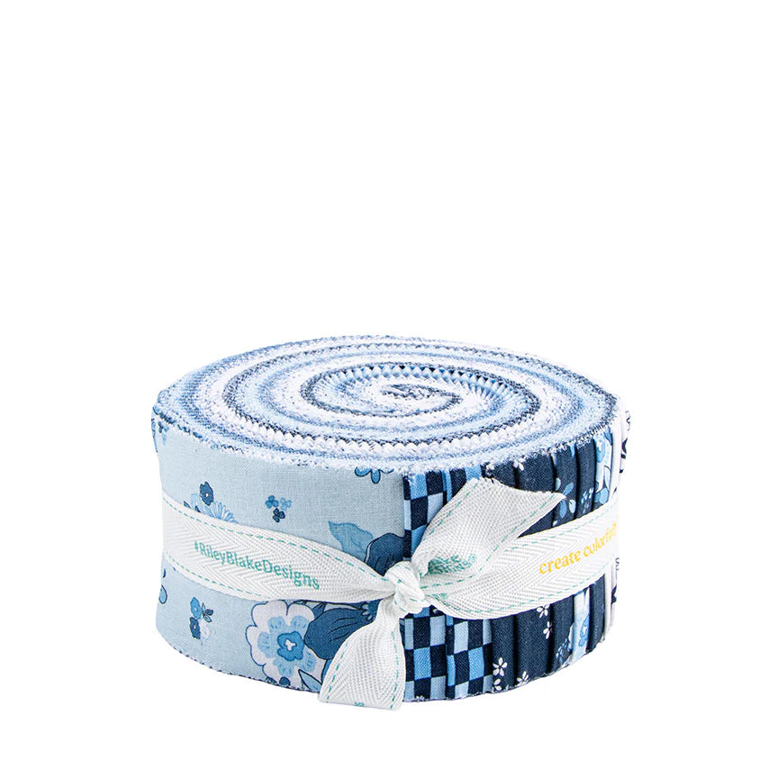 Blue Blooms and Threads 40 piece 2.5-inch Strips Jelly Roll Riley Blake Designs RP-1712040 by Christopher Thompson