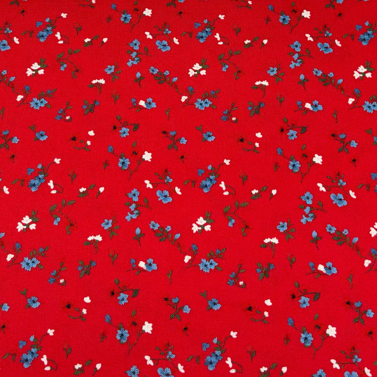 Red Blue and White  Floral Backing for Freedom Song Quilt, 3 7/8 yards