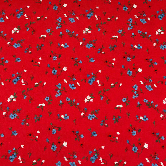 Red Blue and White  Floral Backing for Freedom Song Quilt, 3 7/8 yards