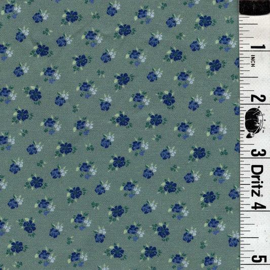 5-Yard Continuous Fabric Cuts Sage Green with Adorable Tiny Blue Florals – Endless Possibilities! (Copy)