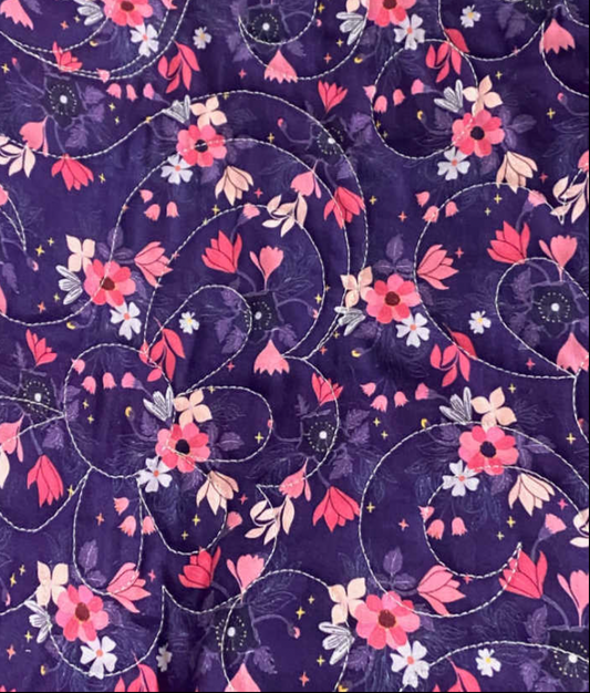 Purple Mystic floral backing for Starly quilt, 5 yards