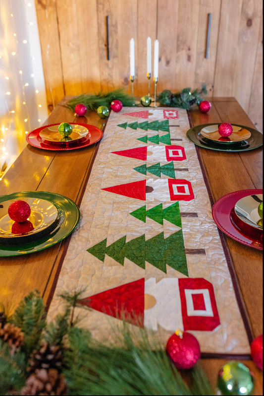 Ho Ho Woodsy Gnomes Table Runner Precut Quilt Kit (Includes Backing!)