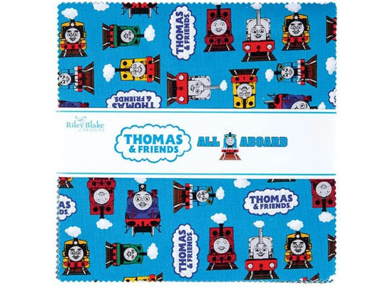 All Aboard with Thomas & Friends 10" Stacker Train 10-11000-42 precut Stacker Layer Cake 10" squares for Riley Blake Designs