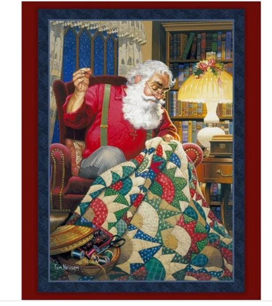 Quilting Santa Digital Panel Limited edition cotton quilt fabric Christmas Santa   36" X 45