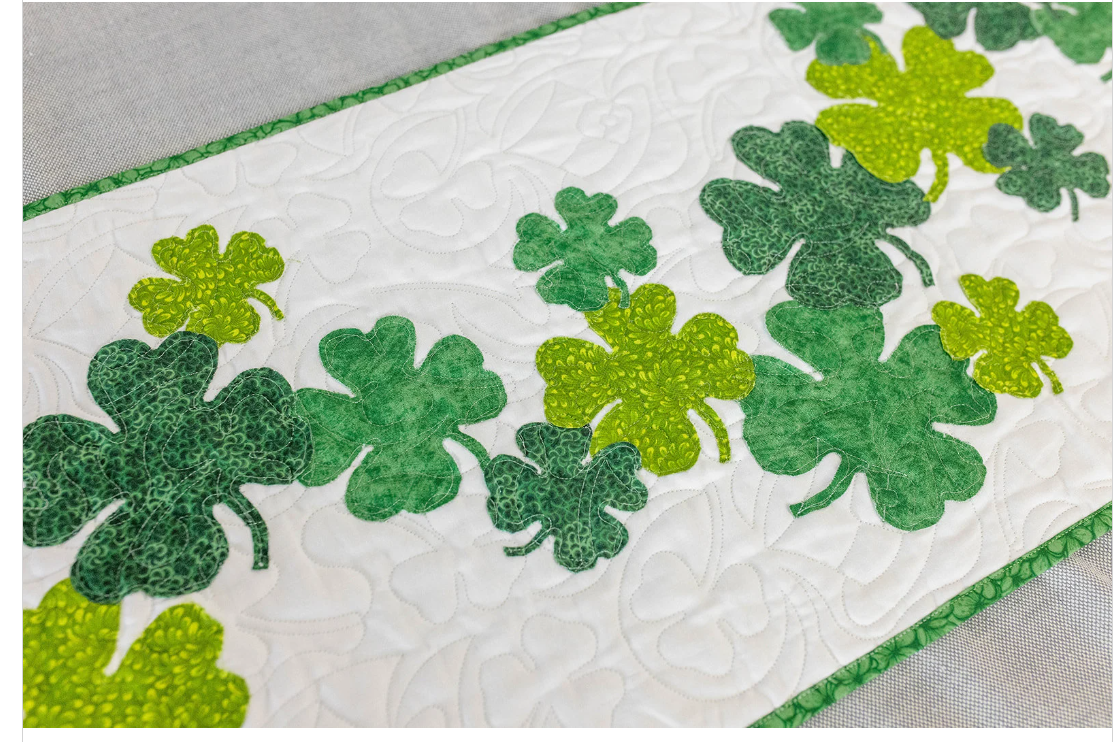 Sham-rockin  St Patricks day  16 X 60 Table Runner Quilt Kit Fabric Pattern Binding Backing ALL PRE CUT  shamrocks beginner