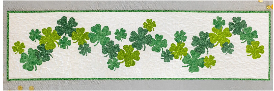 Sham-rockin  St Patricks day  16 X 60 Table Runner Quilt Kit Fabric Pattern Binding Backing ALL PRE CUT  shamrocks beginner