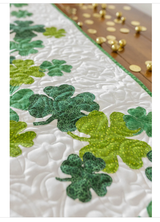 Sham-rockin  St Patricks day  16 X 60 Table Runner Quilt Kit Fabric Pattern Binding Backing ALL PRE CUT  shamrocks beginner