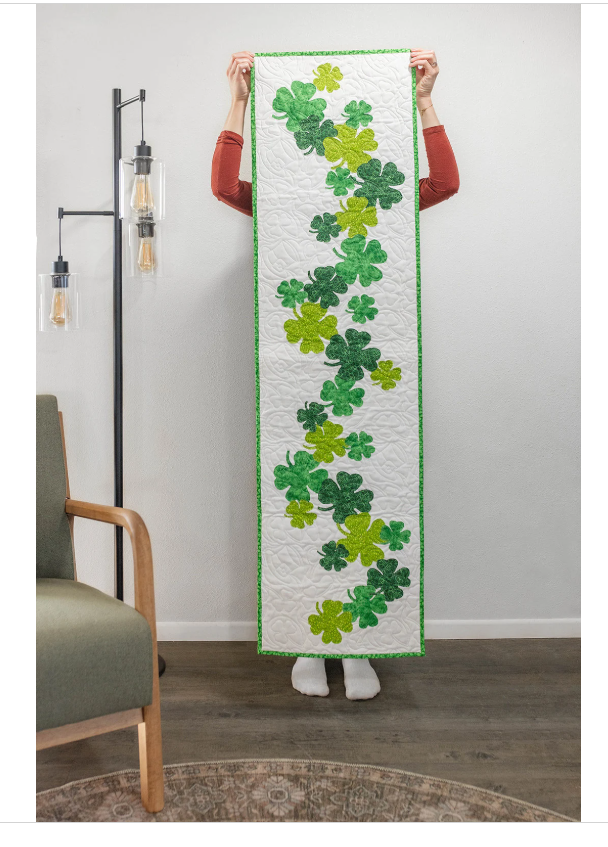 Sham-rockin  St Patricks day  16 X 60 Table Runner Quilt Kit Fabric Pattern Binding Backing ALL PRE CUT  shamrocks beginner