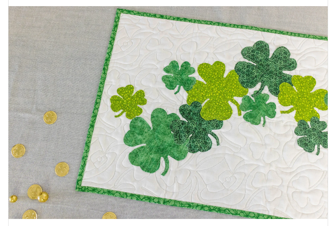 Sham-rockin  St Patricks day  16 X 60 Table Runner Quilt Kit Fabric Pattern Binding Backing ALL PRE CUT  shamrocks beginner