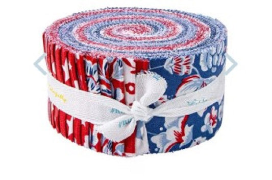 Freedom Garden  2 1/2" Rolie Polie  by Riley Blake Designs My Mind's Eye  100% cotton fabric quilt strips  RP-15620-40  Jelly roll patriotic