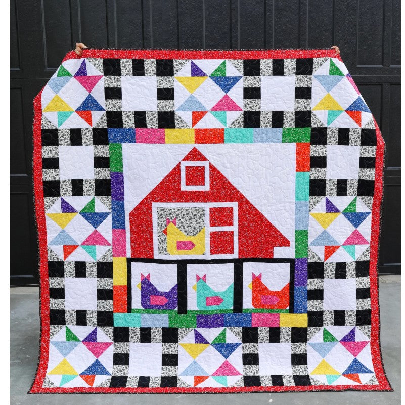 Funky Chickens Pre-Cut Ready-To-Sew Quilt Kit Fabric Pattern