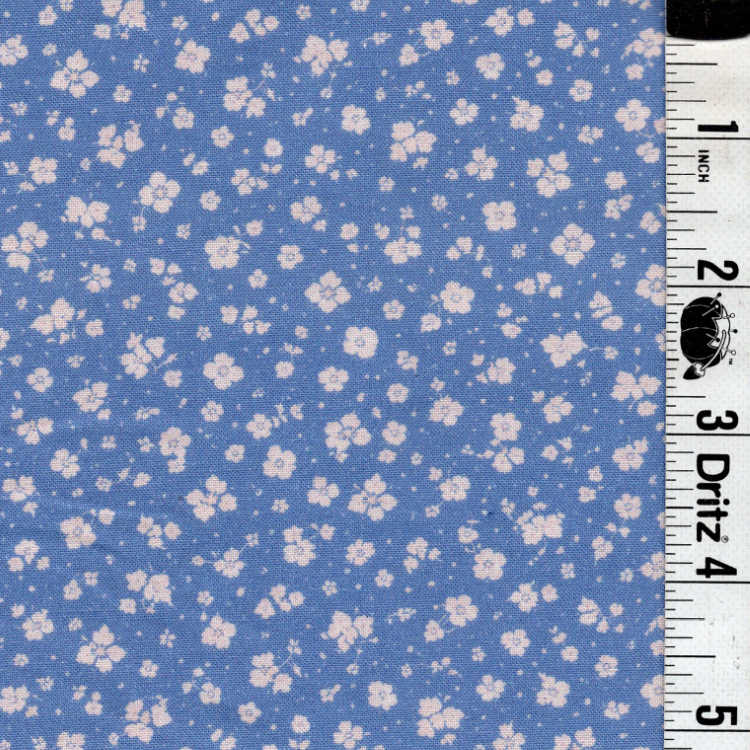 5-Yard Continuous Fabric Cuts Sky Blue with Darling Tiny White Florals – Endless Possibilities!