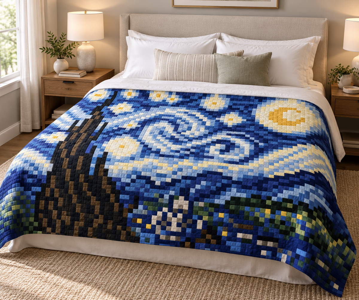 Starry Night Pixel Pre-Cut Quilt Kit |  75" x 69"