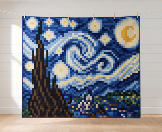 Starry Night Pixel Pre-Cut Quilt Kit |  75" x 69"
