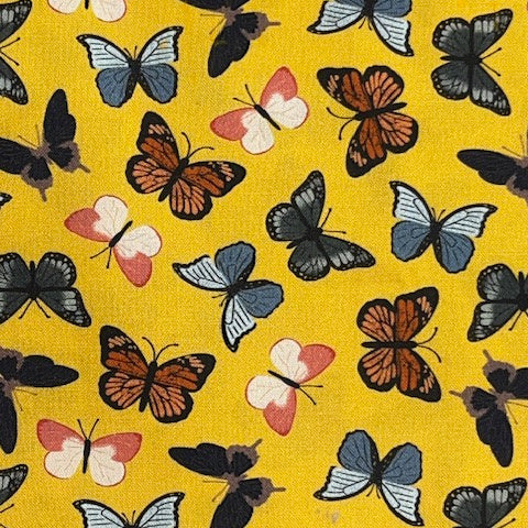 Yellow butterfly backing for Picket Fences Jewel quilt, 4 yards