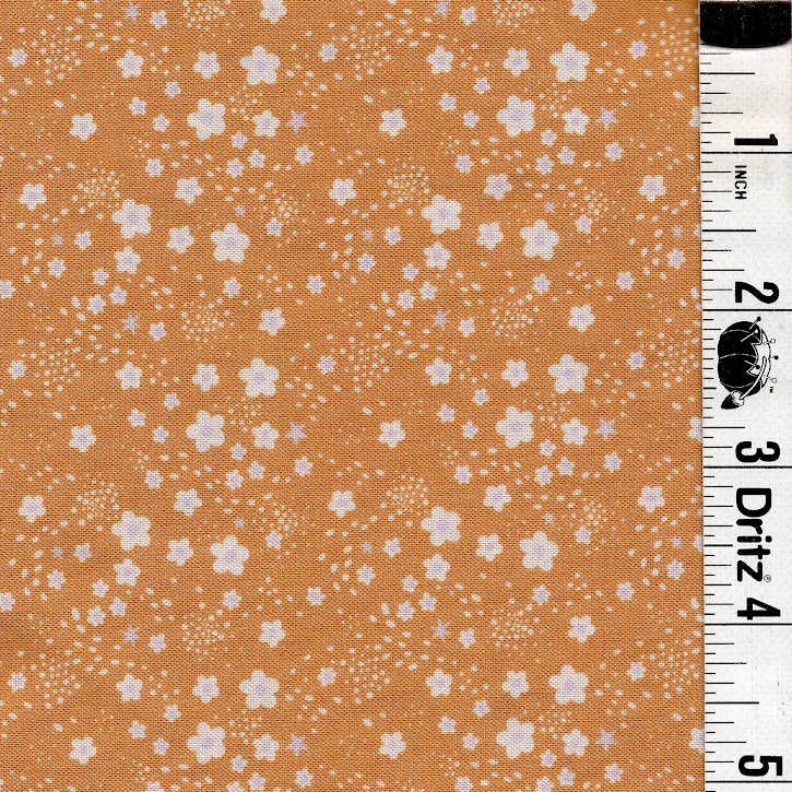 5-Yard Continuous Fabric Cuts Flowers on Mustard Yellow– Endless Possibilities!