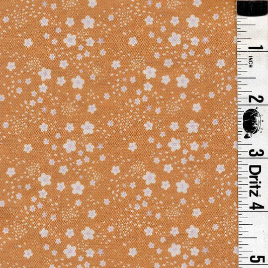 5-Yard Continuous Fabric Cuts Flowers on Mustard Yellow– Endless Possibilities!