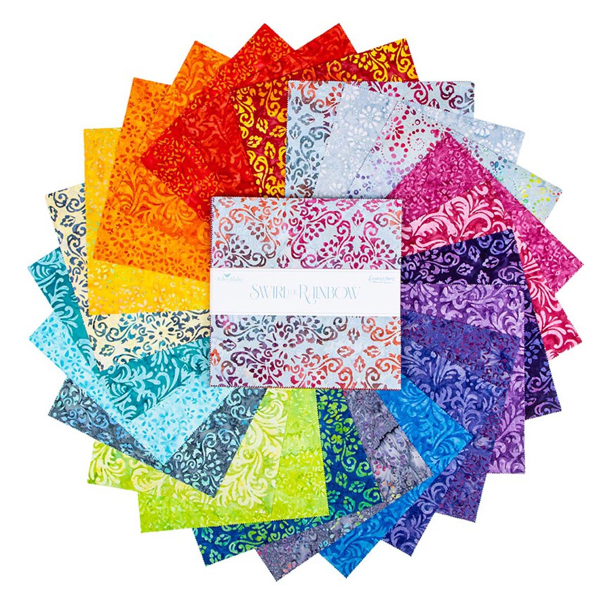 Riley Blake Batiks Swirl the Rainbow 40 piece 2.5-inch Strips Jelly Roll RP-23565-40 Swirl the Rainbow Collection