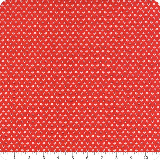 Bee Basics Tiny Daisy Red C6403 End of Bolt 3 yard Remnant, 100 percent cotton fabric