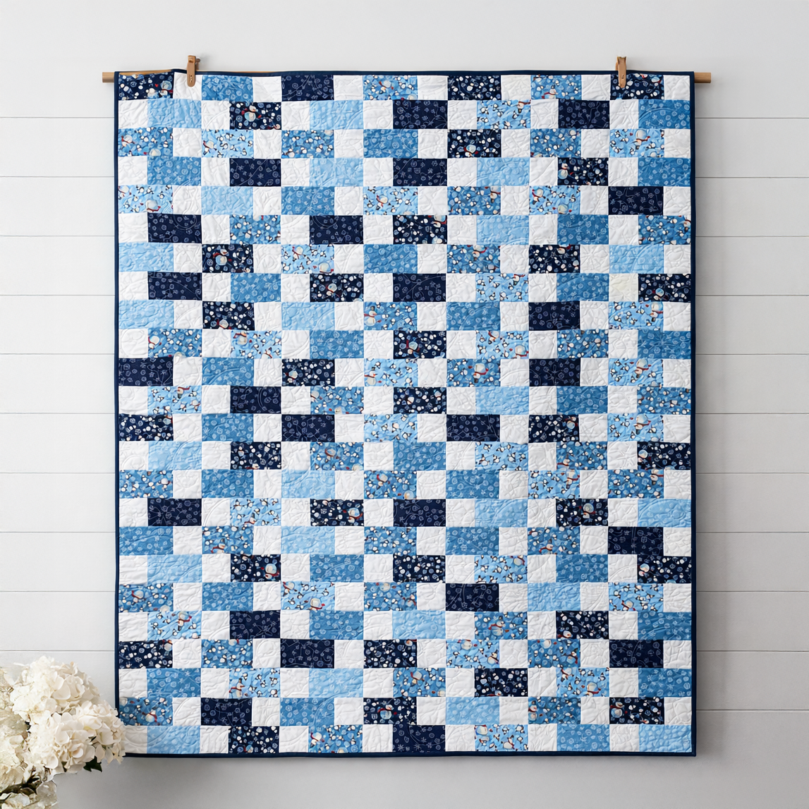 Brick Snowman Precut Quilt Kit (Backing Available)