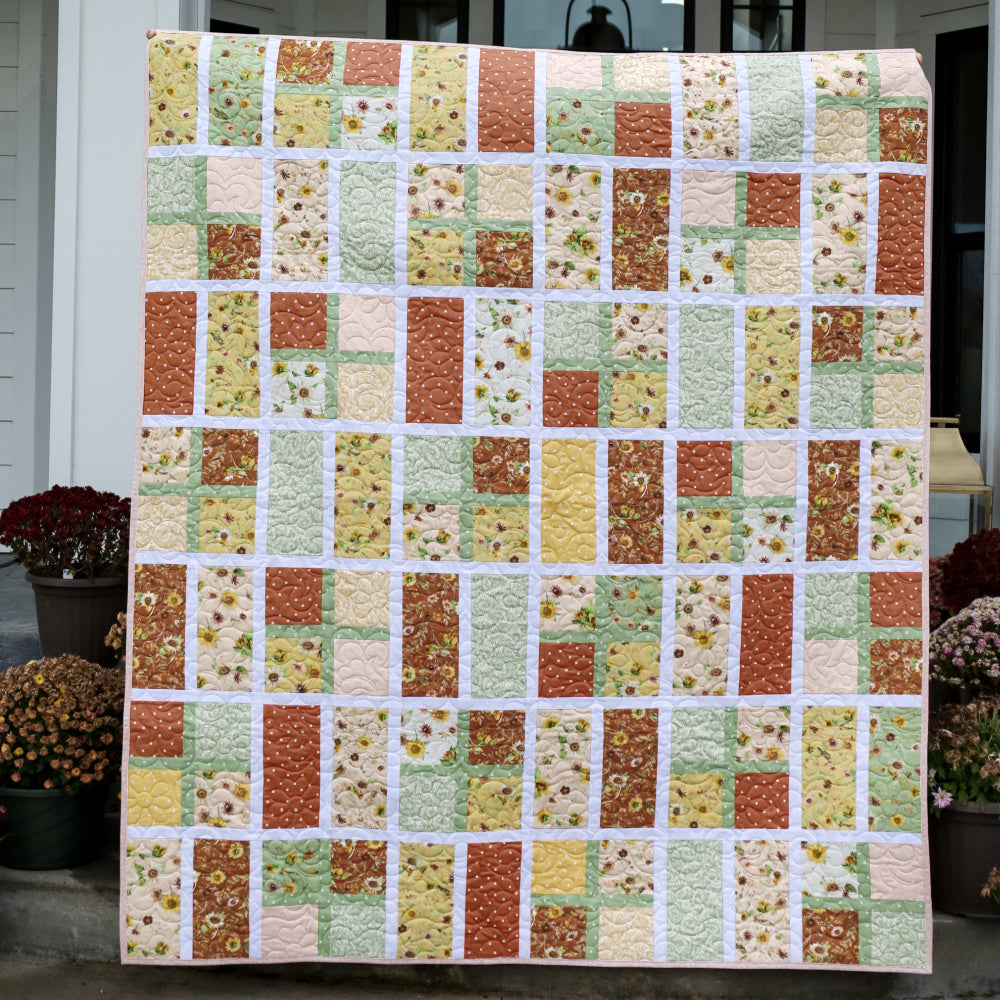 Apple Cider: Sunflower Precut Sew-Ready Quilt Kit Featuring Sunflower Whispers by Riley Blake