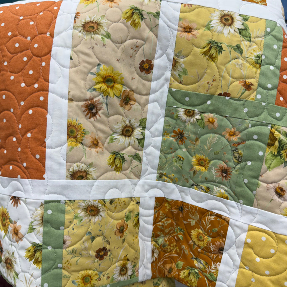 Apple Cider: Sunflower Precut Sew-Ready Quilt Kit Featuring Sunflower Whispers by Riley Blake