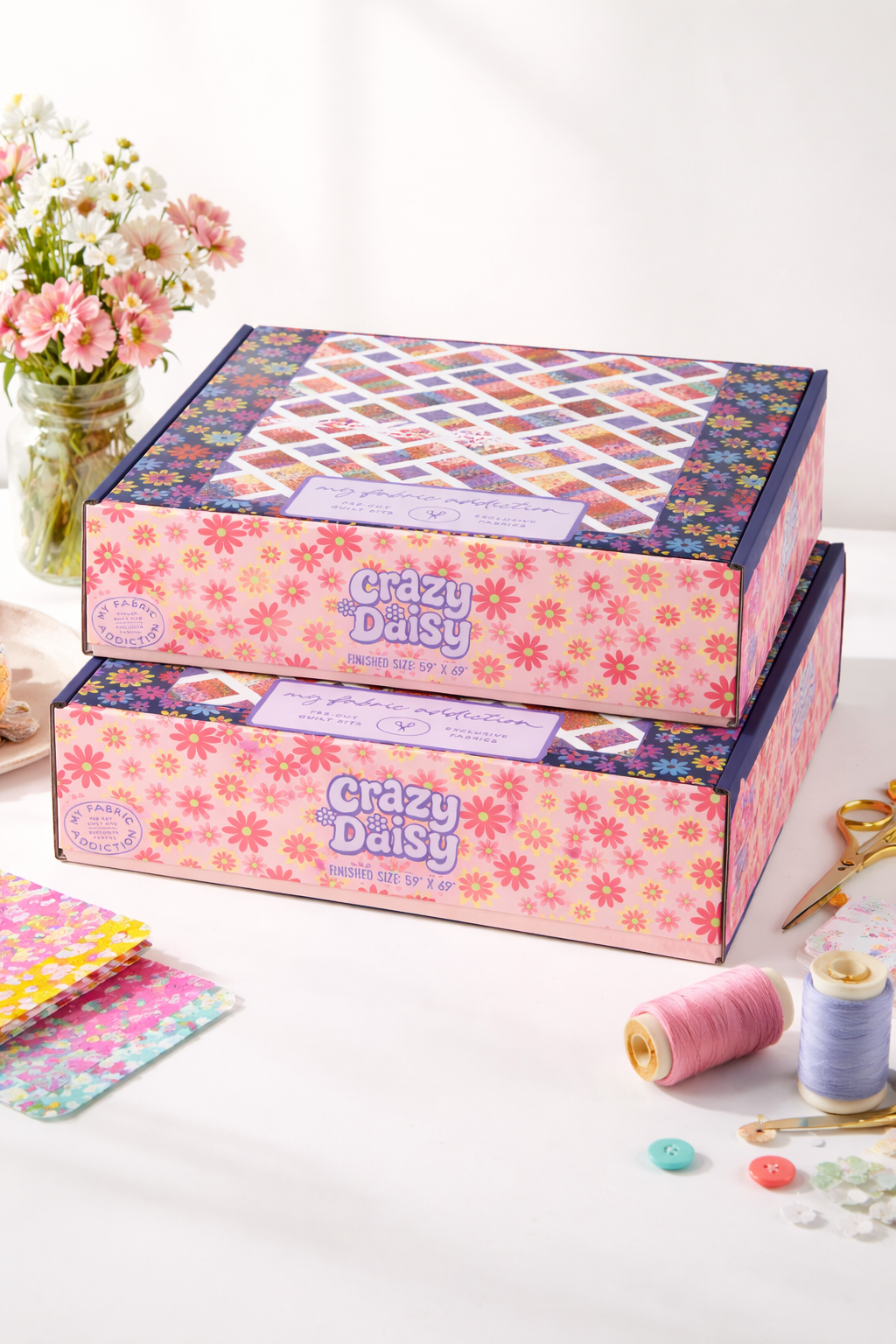 Crazy Daisy Pre-Cut Quilt Kit BACKING INCLUDED – My Fabric Addiction