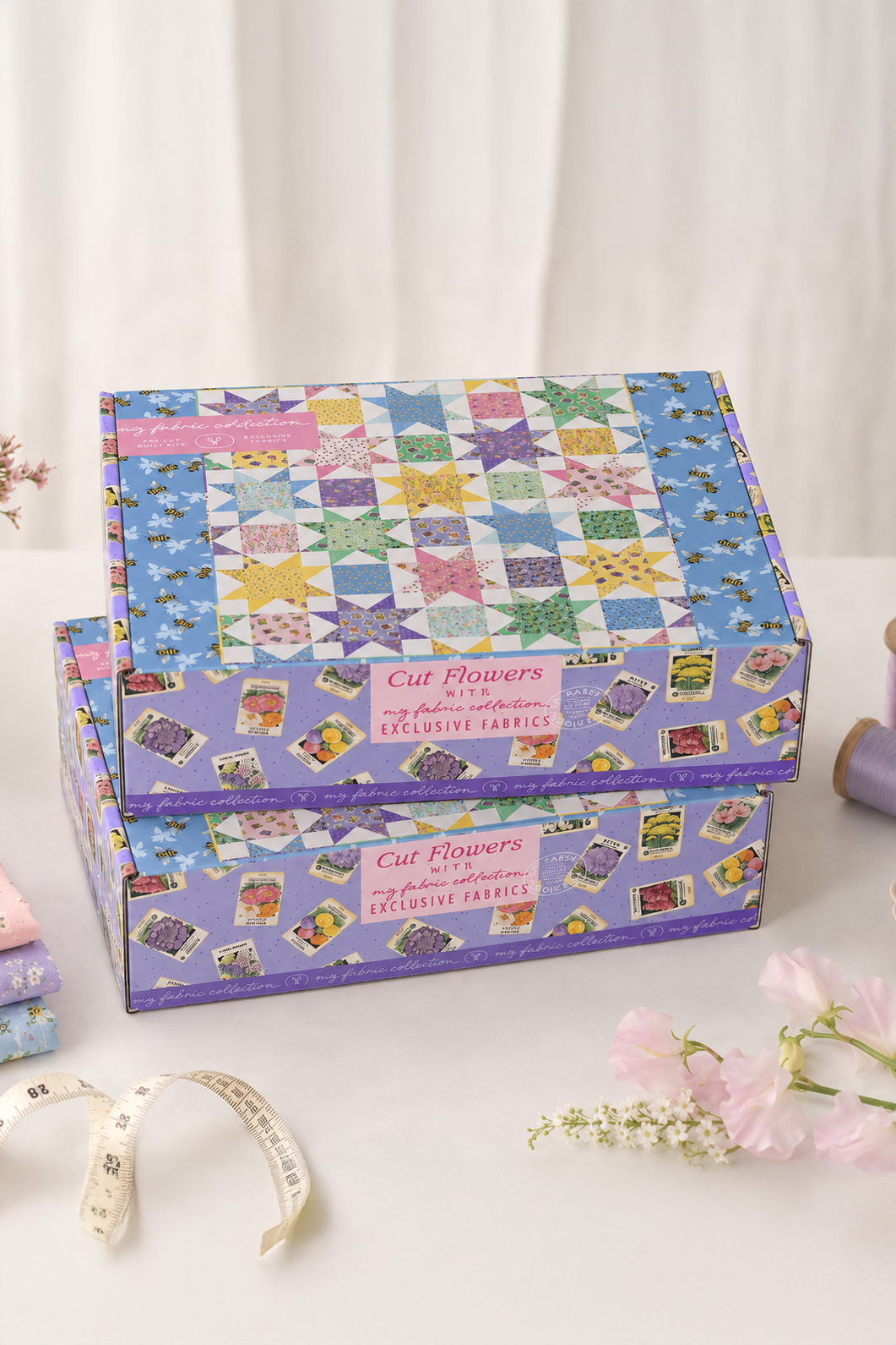 Cut Flowers  Sew-Ready Quilt Kit Featuring Gorgeous New Summer Cut Flowers Fabric  Line  64" X 76"