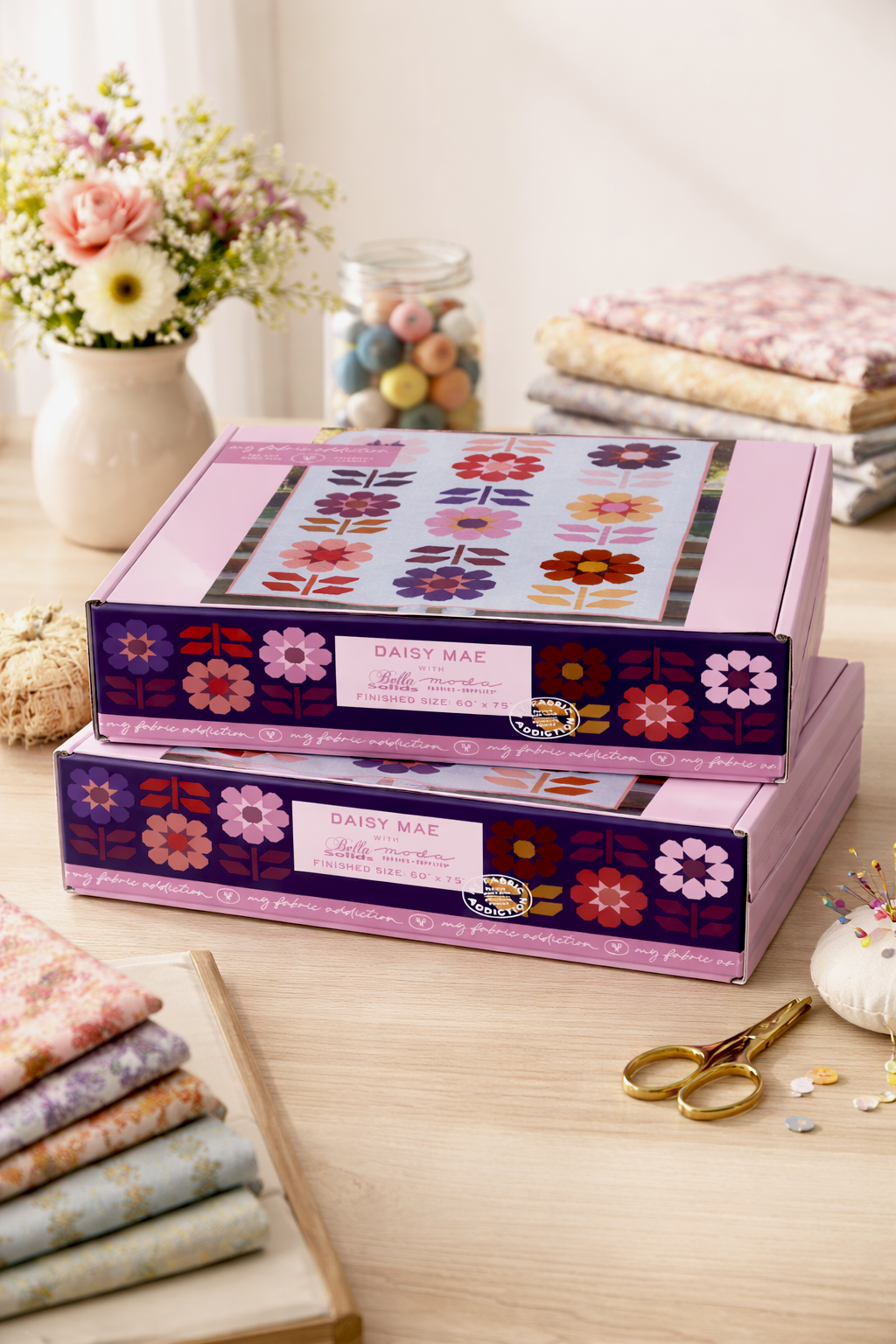 Daisy Mae Precut Quilt Kit Featuring Moda Bella Solids