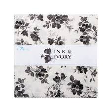 Riley Blake Designs 10-16910-42 Ink and Ivory precut 10 Inch Stacker by RBD Designers