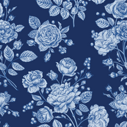 Porcelain Stars Gorgeous Blue Floral Backing 5 yards