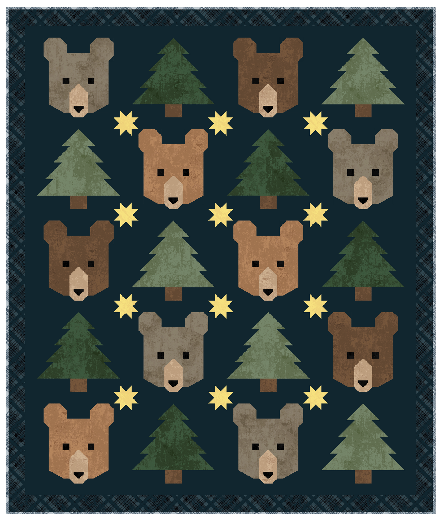 Midnight Pines Pre Cut Quilt kit Stunning New Weathered Fabric Collection 64 1/2" X 76"