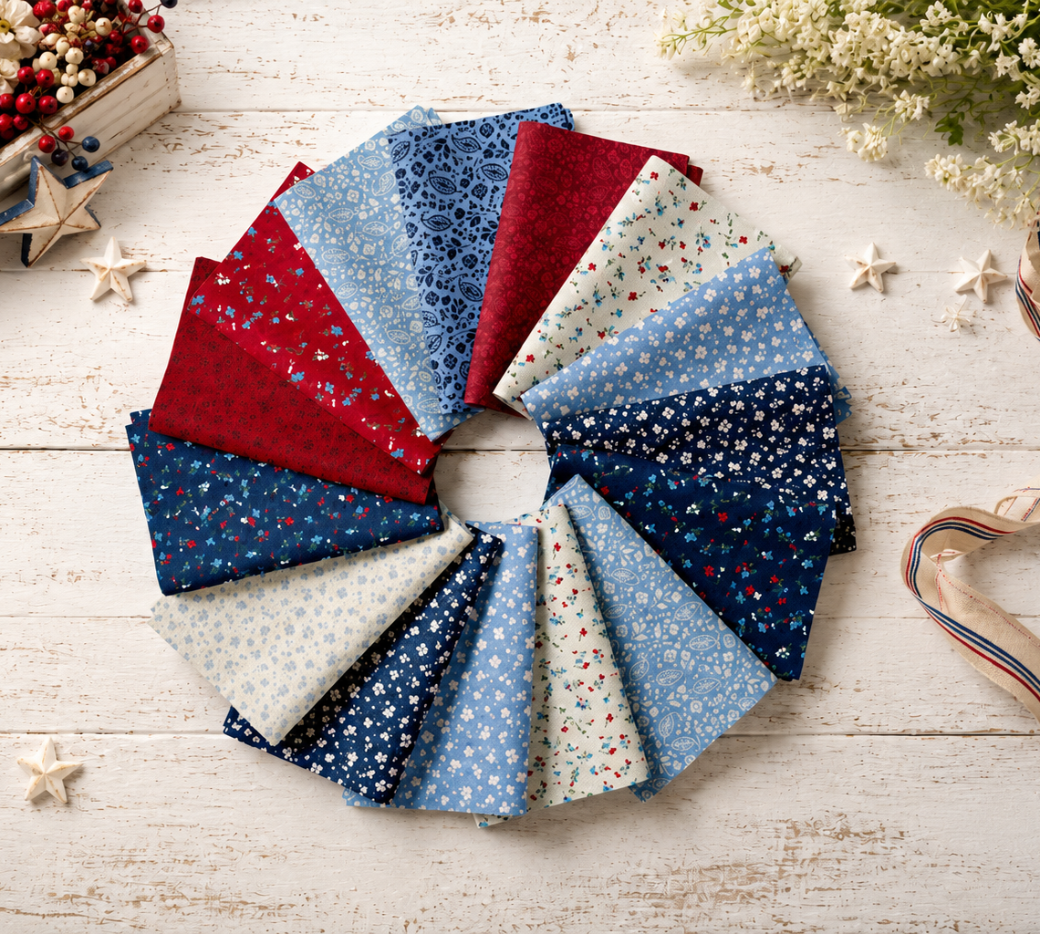Freedom Song   Sew-Ready Quilt Kit Featuring Stunning New Red White and Blue Fabrics 61" X 75"