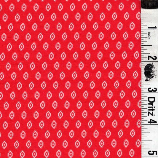 Cute white western Diamonds on Red Background End of Bolt 1 yard 35 inch Remnant 100% cotton quilting fabric