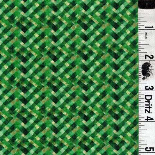 ENDOFBOLT87 Lucky Plaid Green background basic 100% cotton quilting fabric