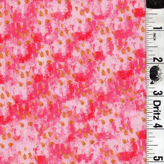 END OF BOLT 18 Hot pink with gold accents pink background basic 100% cotton quilting fabric