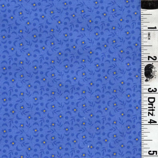 Adorable tiny yellow flowers on periwinkle End of Bolt Remnant 2 yards 22 inch piece, 100 percent cotton quilting fabric