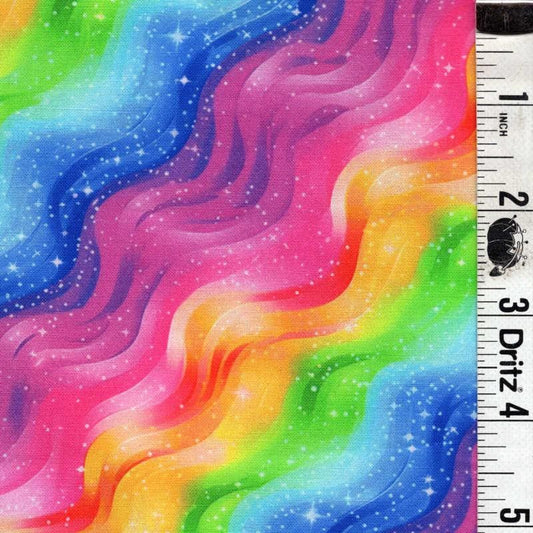 Gorgeous multi colored waves background End of Bolt 1 yard 16 inch remnant Basic 100% cotton quilting fabric