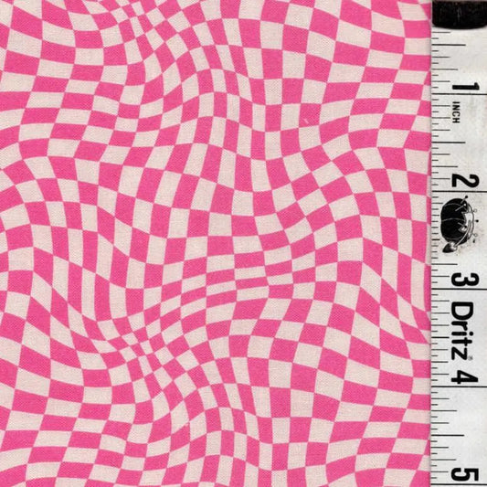 ENDOFBOLT88 Disco Checks hot pink on white background Basic 100% cotton quilting fabric